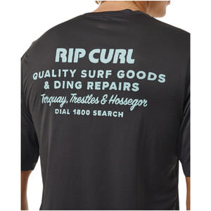 2024 Rip Curl Mens Ding Repairs Surflite UPF Rash Tee 14WMRV - Washed Black